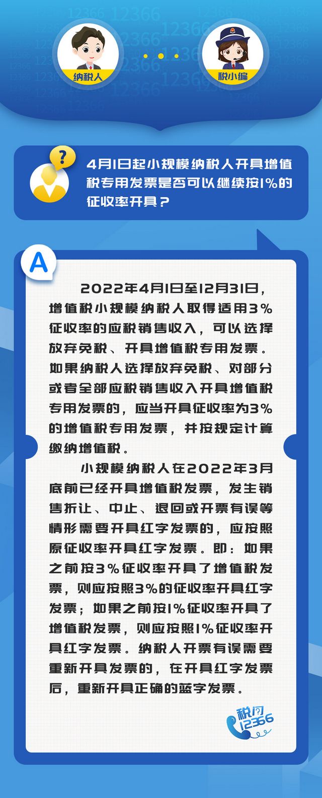 4月1日起小規(guī)模納稅人開專票可否繼續(xù)按1%征收率開具？