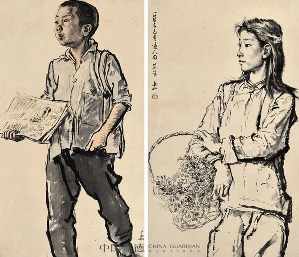 《賣報(bào)》和《一籃春色賣遍人間》！蔣兆和這兩幅舊作拍出575萬(wàn)元