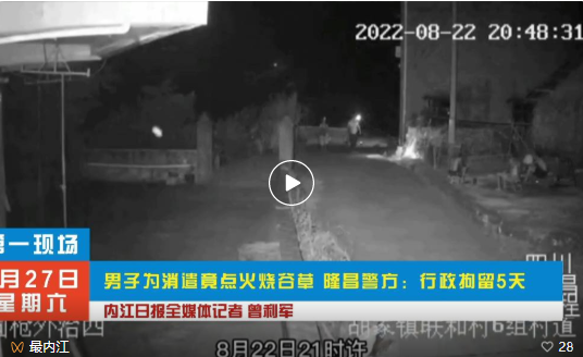 隆昌：男子消遣取樂點稻草引發(fā)火情！行拘5天