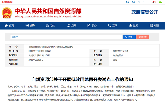 全省僅兩個｜瀘州入選自然資源部低效用地再開發(fā)試點城市，試點期4年