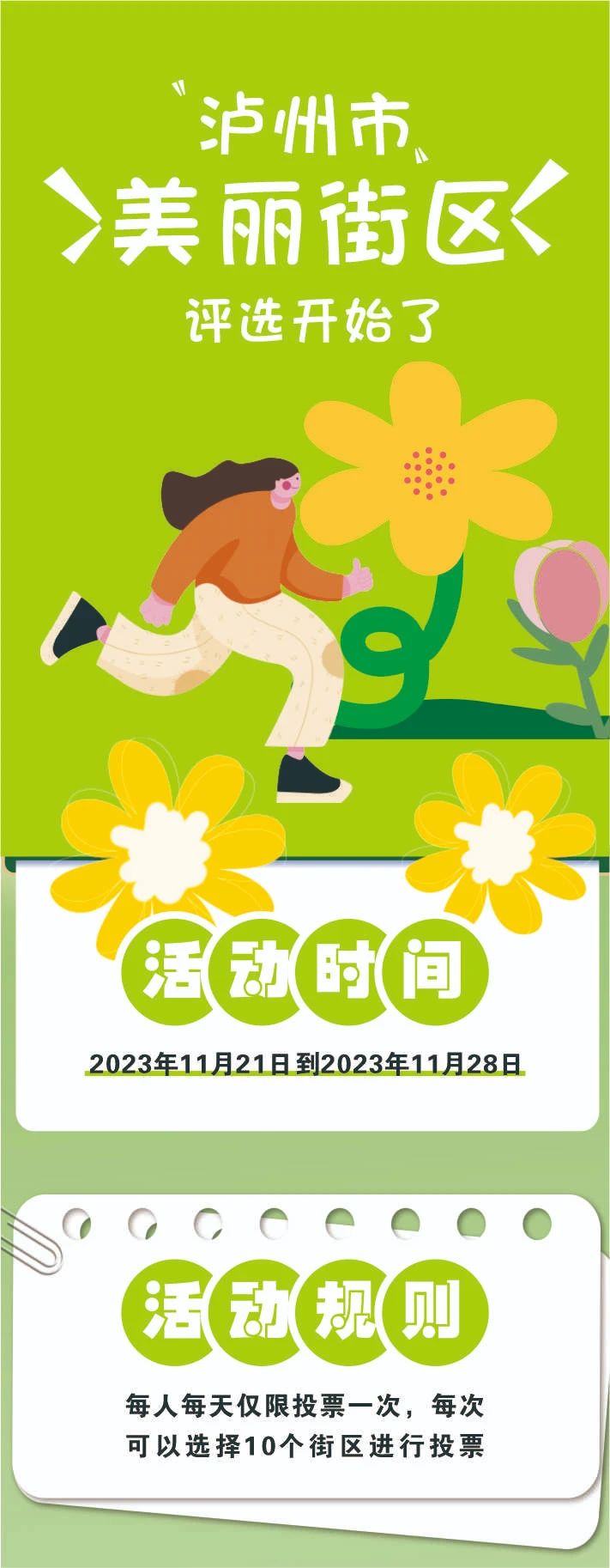 2023年瀘州市“美麗街區(qū)”評選投票開始啦！請投上你寶貴的一票