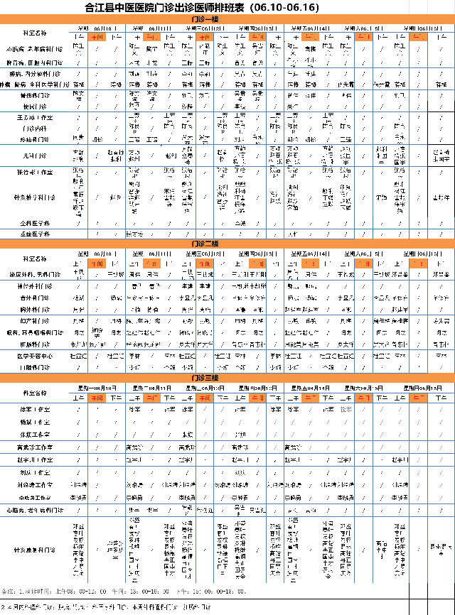 【擴散】合江縣中醫(yī)醫(yī)院 6月10日—16日門診坐診信息