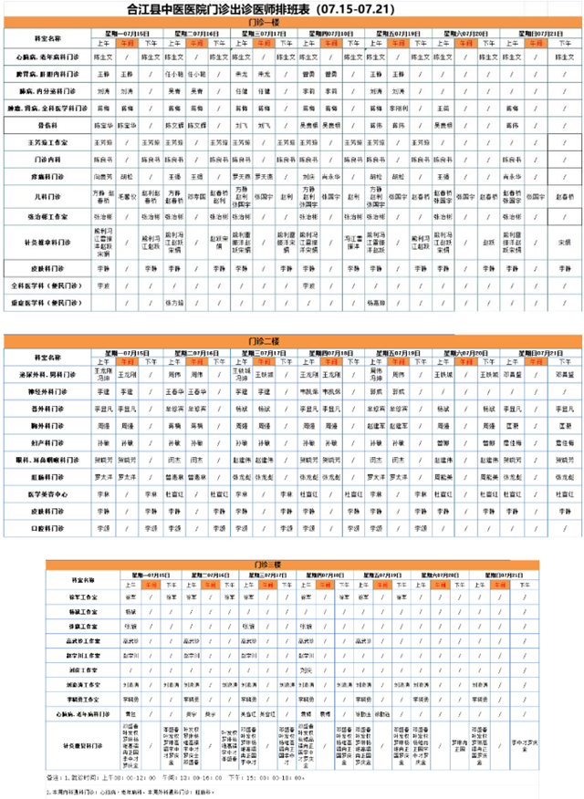 合江縣中醫(yī)醫(yī)院7月15日—21日門診坐診信息