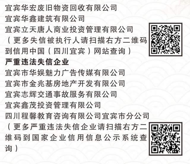 宜賓誠信紅黑榜發(fā)布！拖欠農(nóng)民工工資、嚴重違法失信…這些企業(yè)被點名(圖6)