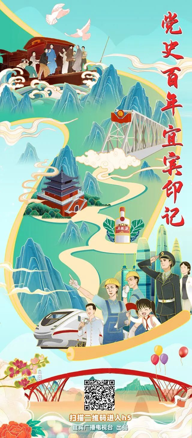 “宜賓百年印記”手繪圖出爐！超100個(gè)場(chǎng)景，細(xì)節(jié)太驚艷……(圖1)