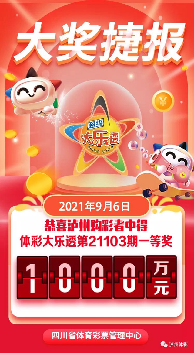 1000萬！瀘州合江中出大樂透一等獎！